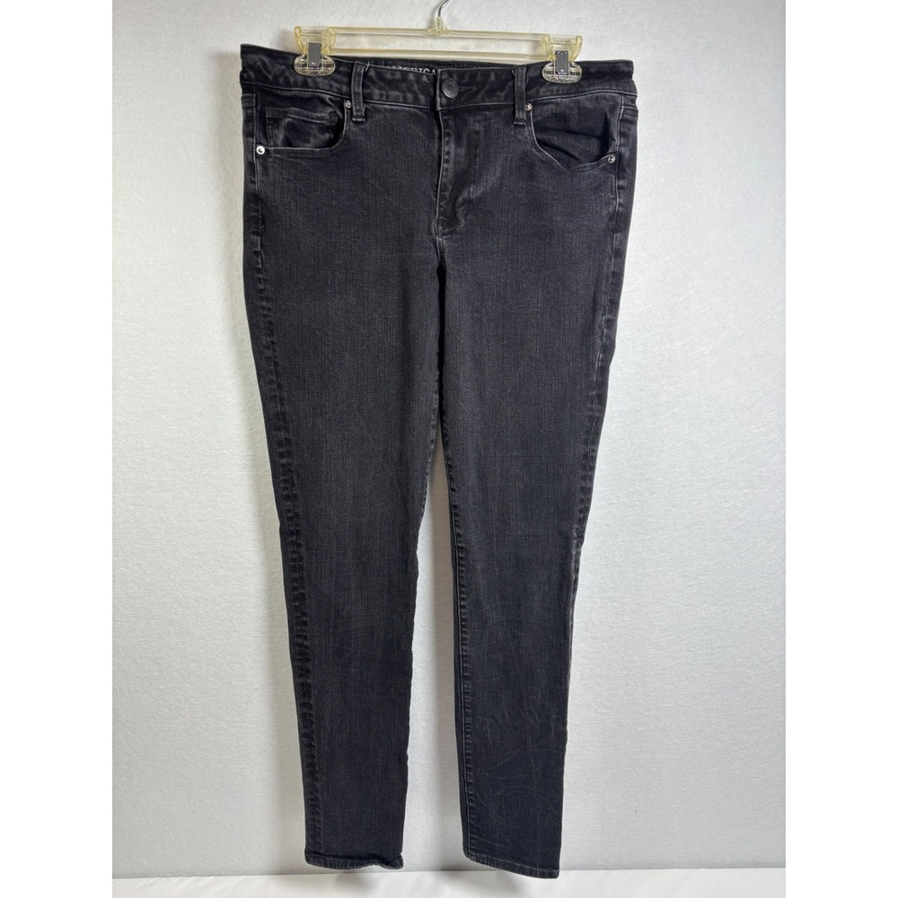American Eagle Skinny Jeans Womens 14 XL Black Cotton Blend 360 Super Stretch